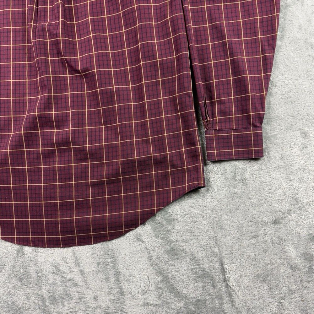Brooks Brothers 346 Dress Shirt Men Medium Maroon Plaid Check Button-Down Preppy - Picture 6 of 12